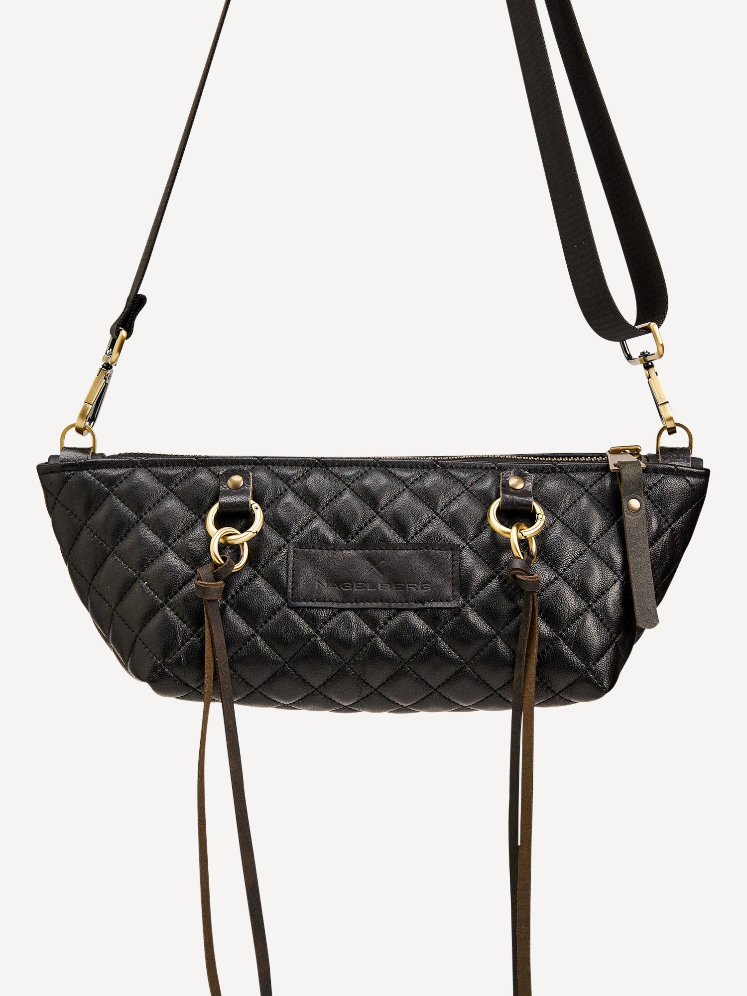 נינה | תיק צד מעור נאפה | שחור קווילט