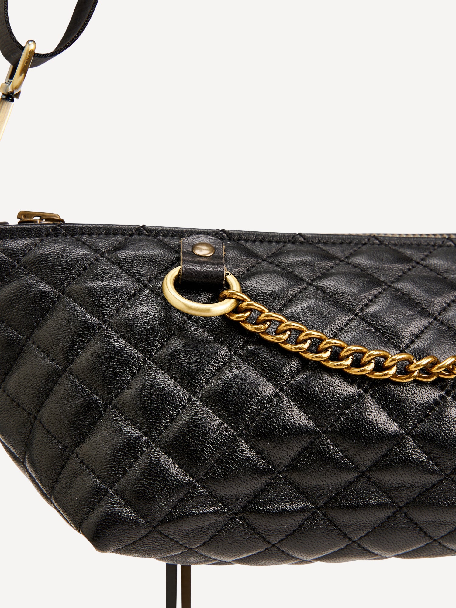 נינה | תיק צד מעור נאפה | שחור קווילט