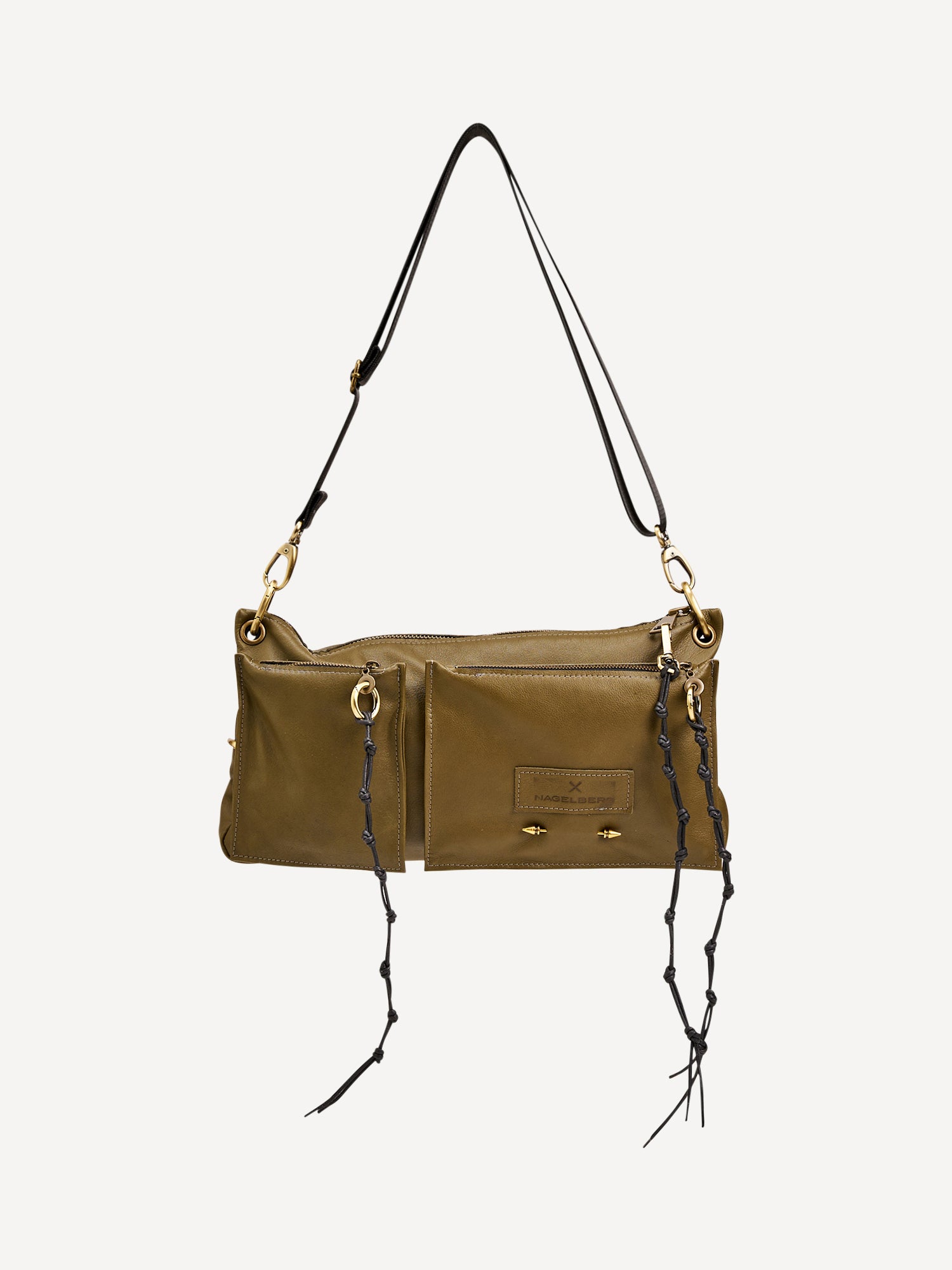 אילונה | תיק צד עם כיסים חיצוניים | נאפה זית