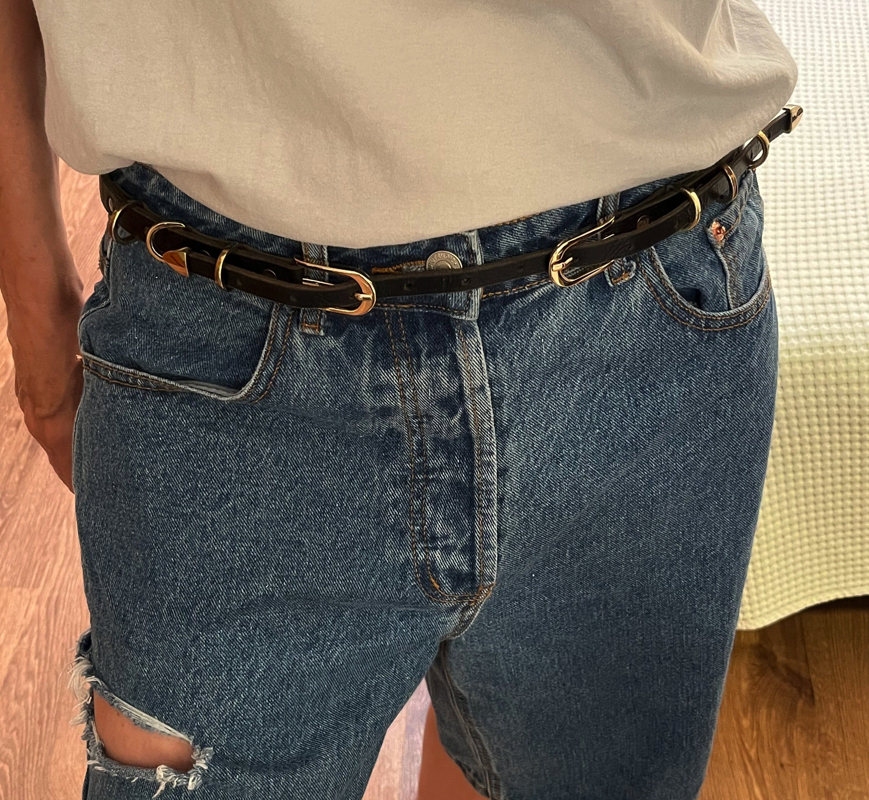 חגורת אבזם כפול | שחור