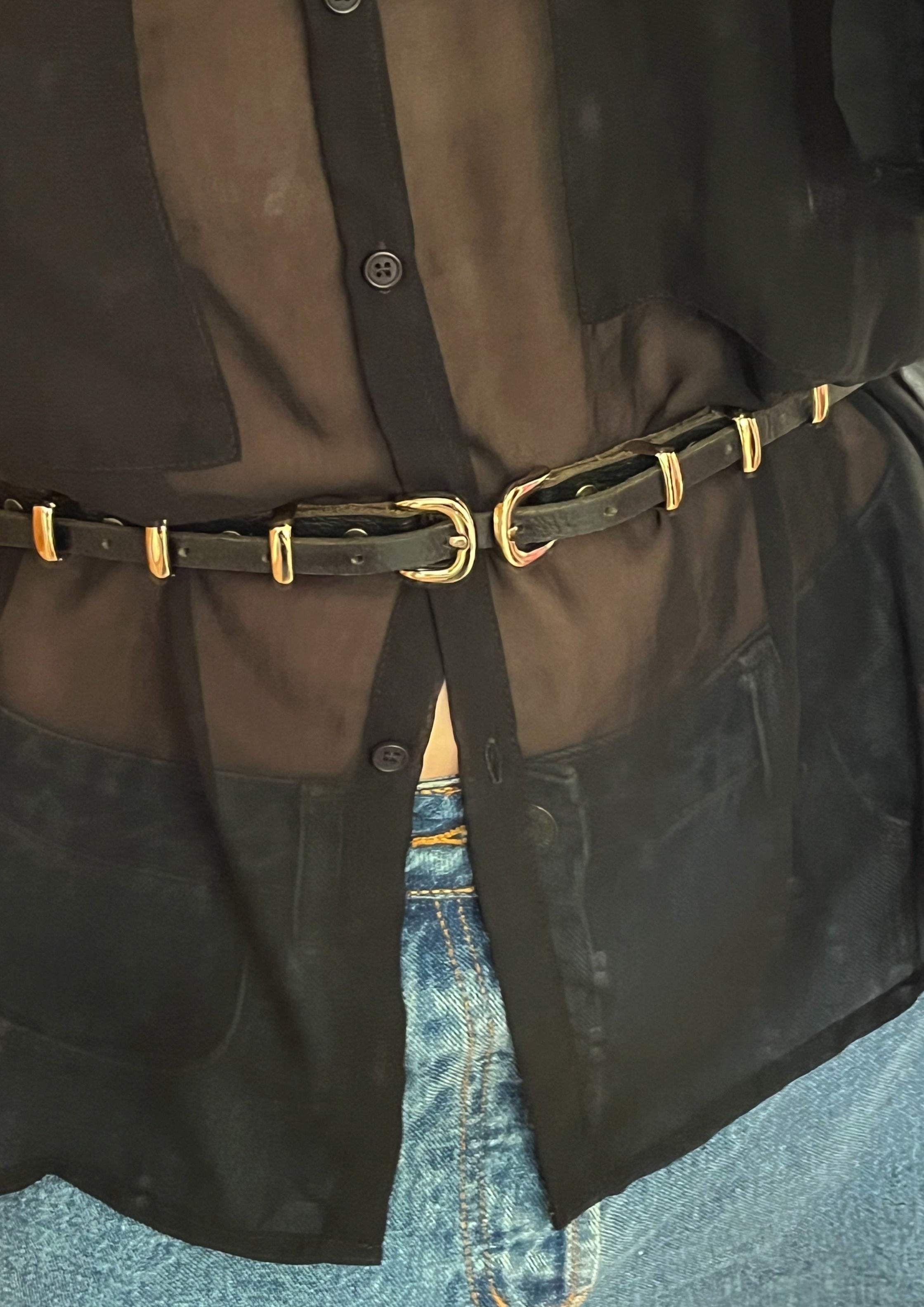 חגורת אבזם כפול | שחור