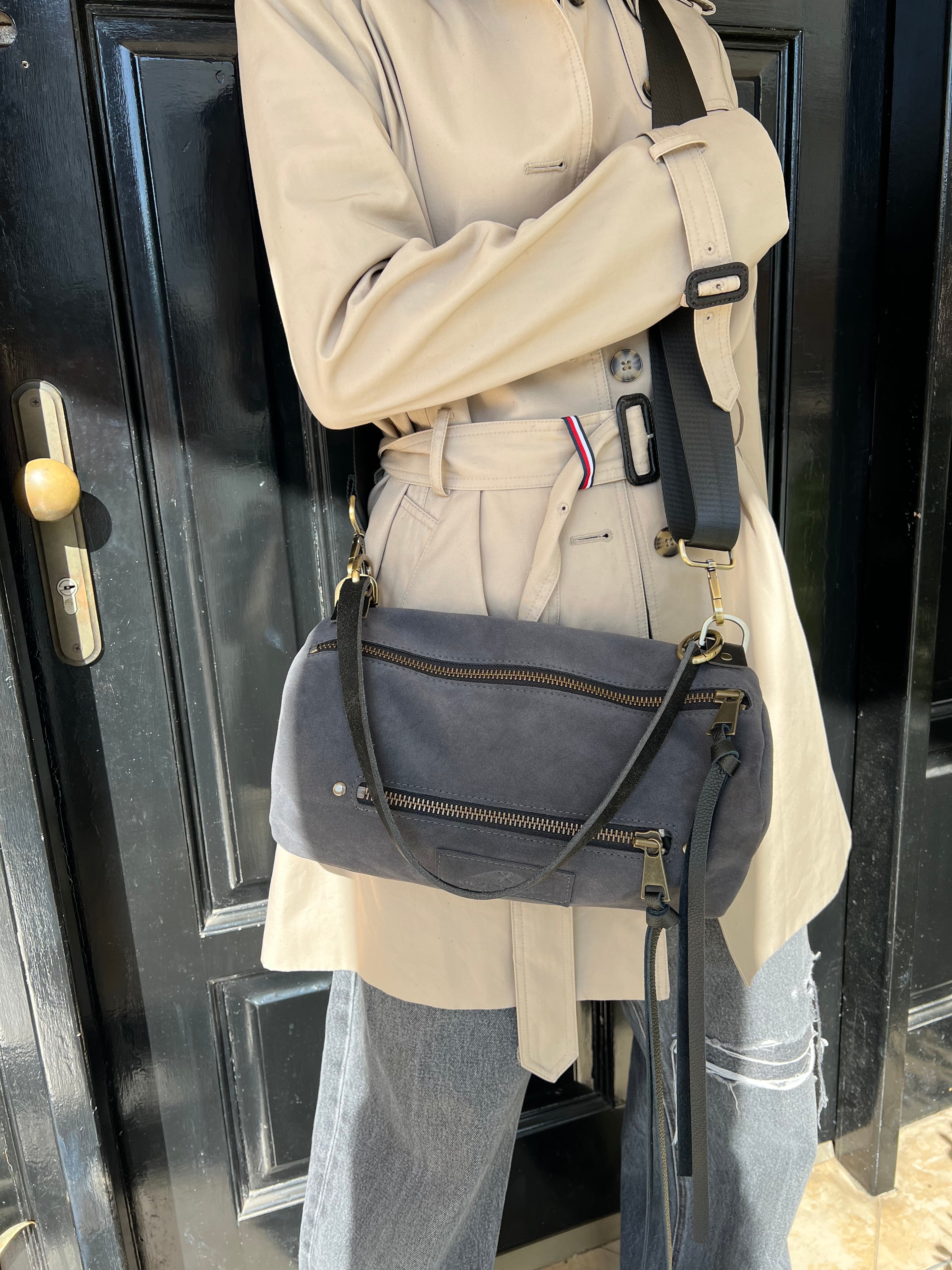 אביבה | תיק צד מעור | זמש פלדה