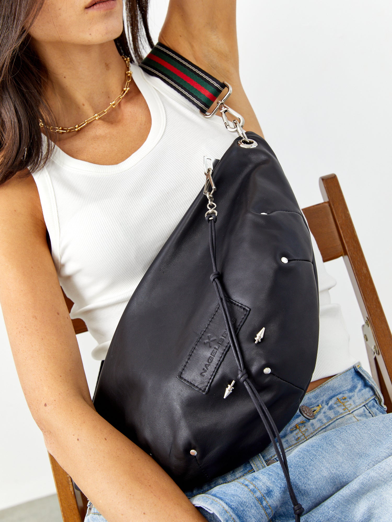 יעל | תיק צד פאוץ' מעור | נאפה שחור